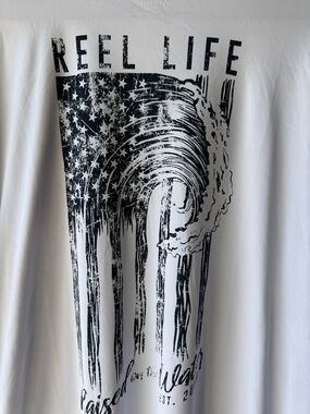 Reel Life Men’s Long Sleeve Graphic Tee - White/Black
